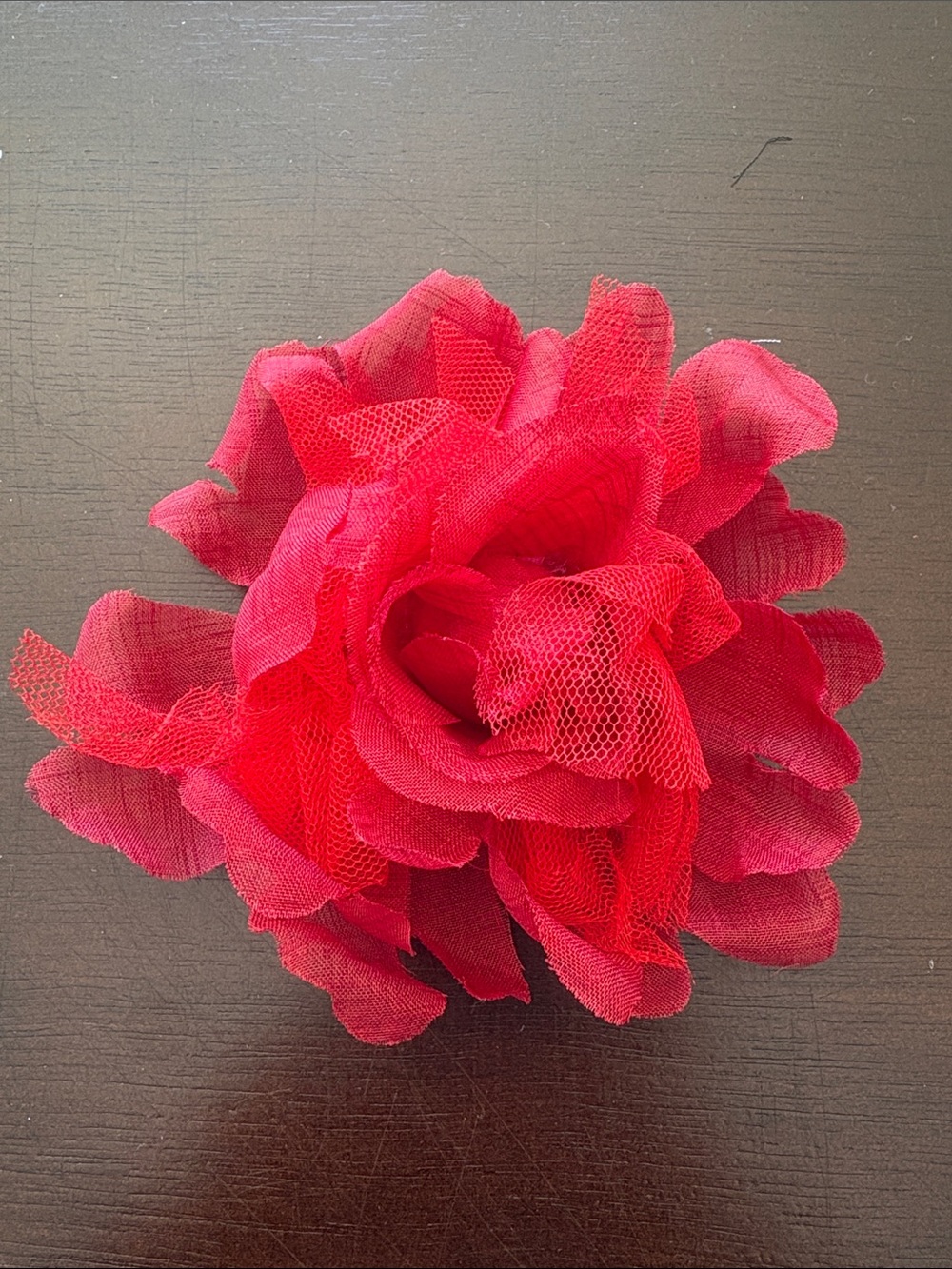 Red Fabric Flower Hair Clip Pin Brooch